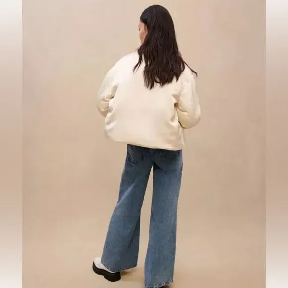 Maje beladone reversible bomber Jacket black/cream NWT SIZE 40- us 8 - Picture 3 of 12